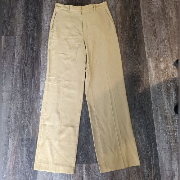 ZARA Women's Yellow Mustard Wide Leg Trouser Size Large - Picture 2 of 4